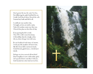 Tranquil Waterfall and Poem Remembrance Card