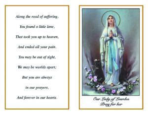 Our Lady of Lourdes Memorial Mass Card