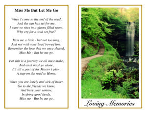 Tranquil Waterfall and Memorial Mass Card