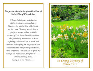 Spring Daffodil Garden & Padre Pio Memorial Mass Card