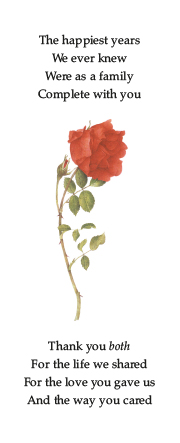 Classic Red Rose Joint Family Memorial Bookmark