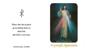 Divine Mercy Catholic Irish Memorial Thank You Card