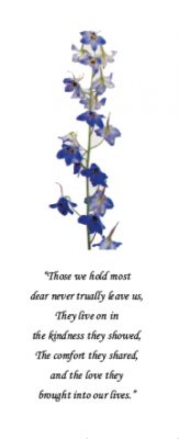 Elegant Blue Botanical Memorial Bookmark