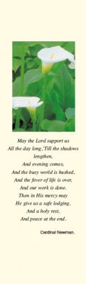 Elegant Calla Lily & Cardinal Newman Memorial Bookmark