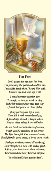 Eucharist & Holy Spirit I'm Free Irish Memorial Bookmark