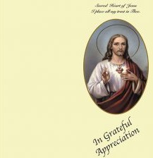 Personalised Sacred Heart of Jesus In Grateful Appreciation Wallet Card