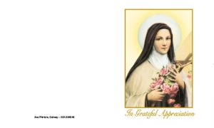 St. Therese of Lisieux Catholic Irish Memorial Thank You Card