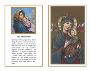 Our Lady of Perpetual Help with The Memorare Prayer Mass Card